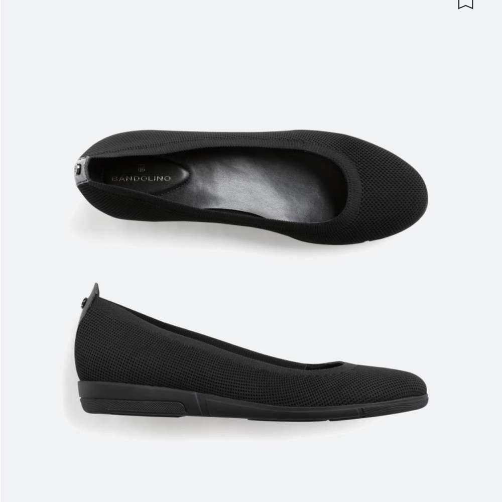 Black stretch knit flat shoes